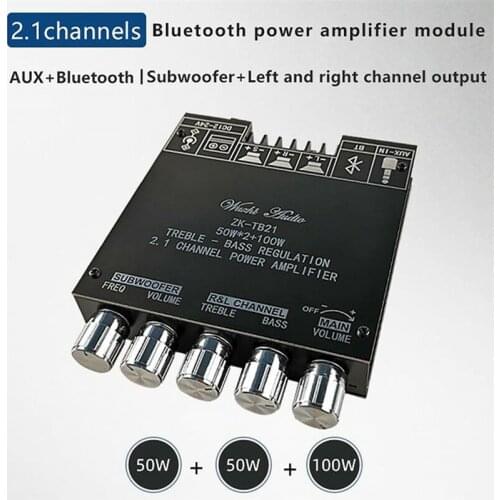 ZK-TB21 Bluetooth 5.0 Subwoofer Amplifier Board 50WX2+100W 2.1 Channel Power Audio Stereo Amplifier Board Bass AMP