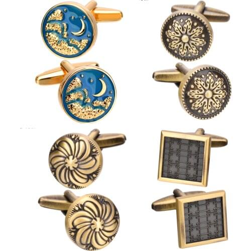10pairs/lot Exquisit Blue Moon Cufflinks Copper Plating Cuff Links Mens Jewelry Accessory Wholesale