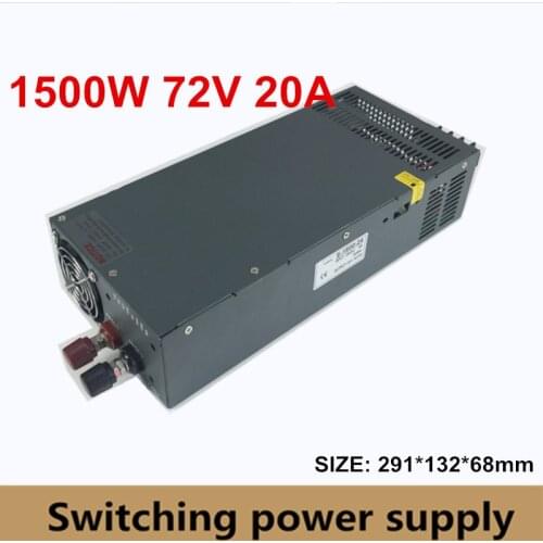 1500W Switching Power Supply 72V 20A Driver Transformer 110V OR 220V AC to DC72V SMPS for Stepper CNC CCTV 3D Printer