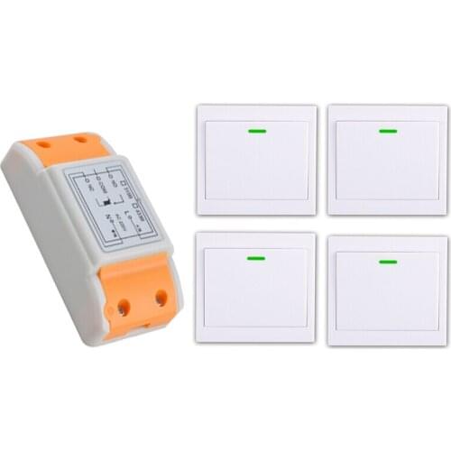 2016 products 220 v 1 ch RF wireless remote control switch 1 receiver+4 transmitter remote control With a paste