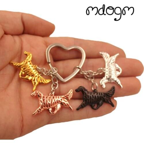 2021 English Setter Dog Animal Cute Gold Silver Plated Keychain For Bag Car Women Men Girls Boys Love Jewelry K162