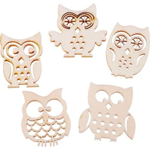 Best Quality 25Pcs Flatback Owl Wood Craft Decoration Promotions Scrapbooking Embellishments Mixed Styles Pendants