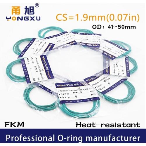 3PCS/lot Green FKM Fluorine Rubber O-rings Seals CS1.9mm OD41/42/43/45/46/47/48/49/50*1.9mm ORings Seal Gasket Rings Fuel Washer