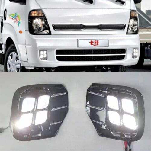Car Flashing 1Pair Car Daytime Running Light Front Bumper Fog light Lamp LED DRL For KIA bongo 2012 - 2015 2016 2017 2018 2019