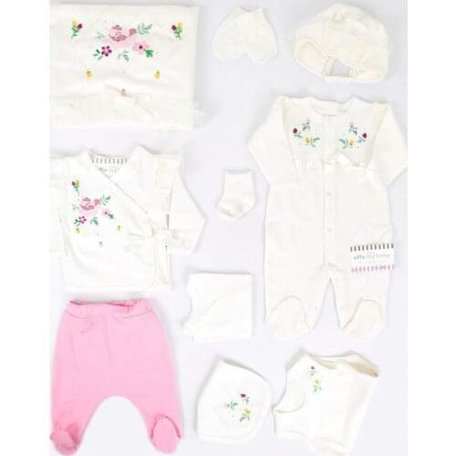 White Kanaviçeli Cream Baby Girl 10 Piece Hospital Output 100 Cotton Child Clothes Clothing Sets Newborn