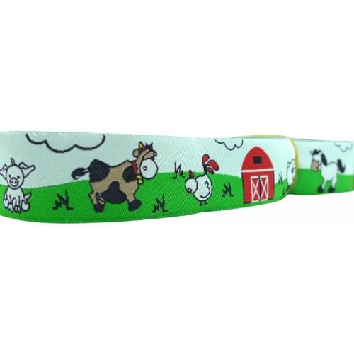 Free Shipping 10 Meters 7/8'' 22mm Wide Cow,Sheep,Horse and Farm Jacquard Ribbon