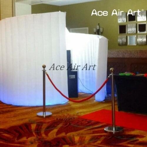 Free shipoping curved inflatable photo booth backdrop,Spiral/camber trade show kiosk party wall tent with led lights