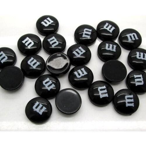 50Pcs 14mm Fuschia Black Decoration Crafts Letter M Bead Flatback Cabochon Scrapbook DIY Accessories Buttons