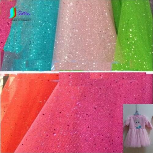 Colorful Flash Powder Sequins Hard Net Yarn Fabric For Satge/Dance Performance Clothing,Wedding Dress/Puff Skirt Fabric S0073J