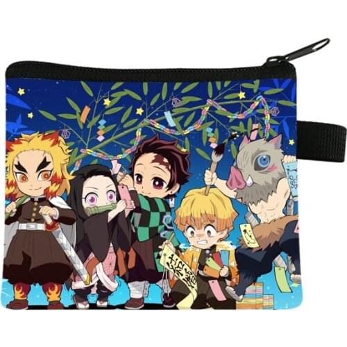 Children Coin Purse Anime Demon Slayer Student Boys Girl Short Wallet Mini Multifunction Card Holder Money Bag Kids Wallet Gift