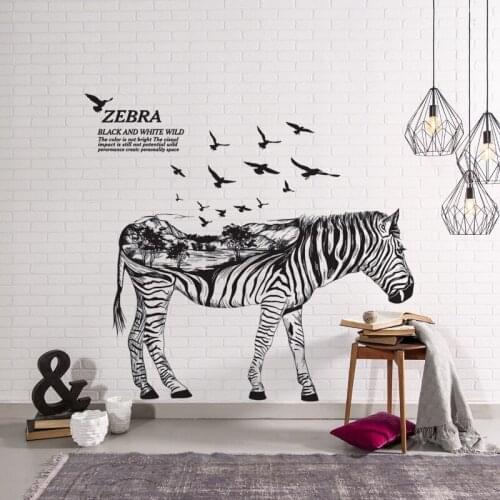 DIY Creative Zebra Modern Home Deoration PVC Wall Sticker Abstract Animal Wall Decals Poster Mural
