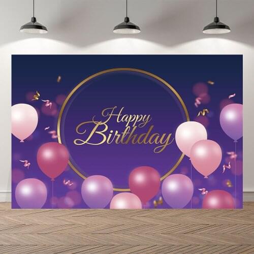Seekpro Photography Background balloon purple simplicity Happy birthday baby shower Backdrop Photo Background Photocall