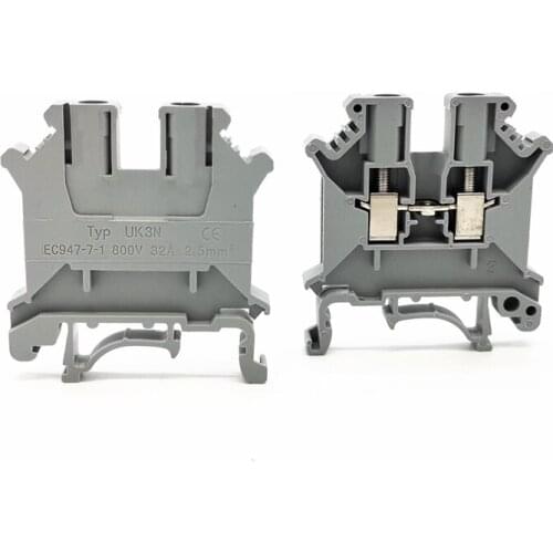 10PCS UK3N DIN Rail Terminal Block Wire Terminal blocks DIN Rail Universal Combination Terminal Blocks Screw Type UK3N