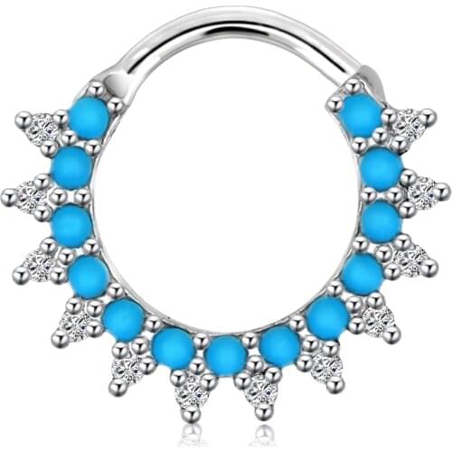 Body Punk 1pc 16g Septum Clicker Hoop Sparkling Septum Ring Nose Rings Piercing