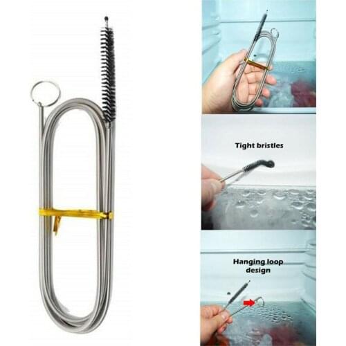 Light Household Flexible Refrigerator Scrub Brush Drain Hole Cold Room Dredge Cleaning Tool Brush with Long Rope and Buckle