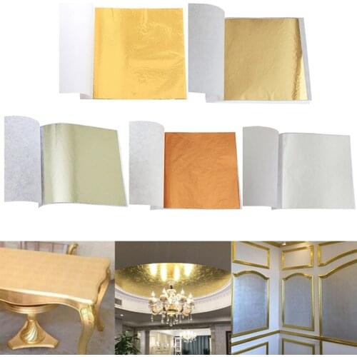 Gold Foil Leaf 100 Sheets Gilding Handicrafts Craft Paper Decoration Tool Pure Shiny for Gilding Funiture 8*8.5cm