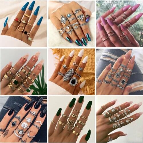 Fashion Metal Geometric Rings Womens Punk Alloy Drops of Water Many Times Joints Wedding Bands Set Auger Rings Jewelry for Girls
