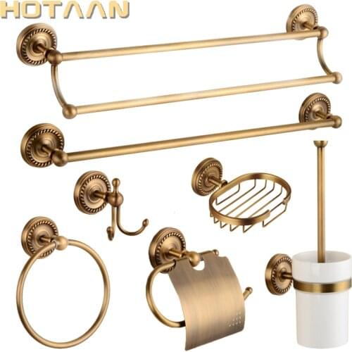 Free shipping Solid Brass Bathroom Accessories Set,Robe hook,Paper Holder,Towel Bar,Soap Basket,Bathroom Fitting Sets