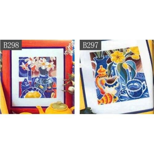 European Style Flower And Blue Tableware Cross Stitch Set B297-298 Hand-Embroidered Home Paintings