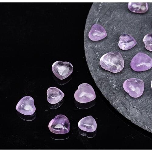 Natural Stone Heart-shape Separated Loose Beads Amethyst Reiki Crystal Bead DIY Bracelet Accessories