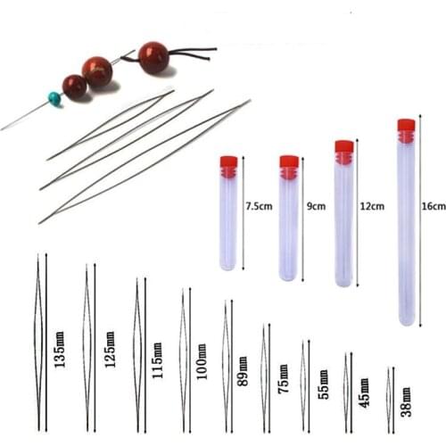 1/5Pcs Central Opening Curved Beading Needles Stainless Tools Pins for bead Threading String Cord Easy Handmade Jewelry Making