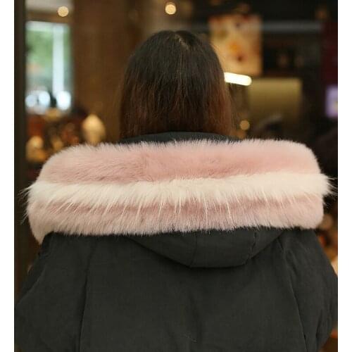 Lady Blinger new arrival 2019 striped faux rabbit fur collar patchwork multicolors faux fur collar coat decor fake fur collar
