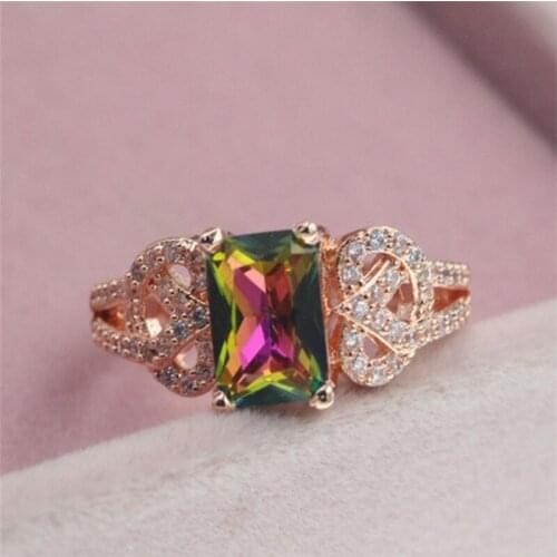 Adjustable size Engagement Wedding Rings Cubic Zirconia Rose CZ Stone Ring Jewelry Gift For Women anel Wholesale C04