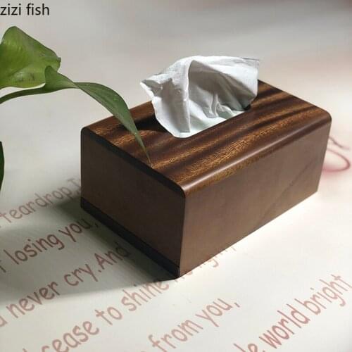 Walnut Rectangular Tissue Box Home Living Room Tissue Storage Box Solid Wood Paper Towel Tube Decoration Paper Towel Holder