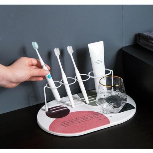 Diatom Ooze Toothbrush Holder Storage Rack Toothbrush Cup Mat Pad Bathroom Water Absorption Mats Soap Toothpaste Mat Plate