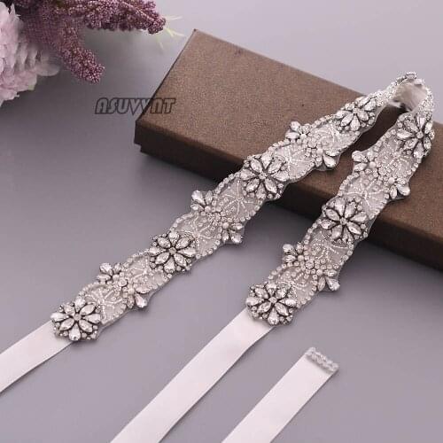 Fashion Wedding Belts For Women Bride Wedding Dress Full Rhinestone Inlaid Belt Girdle Belt Noble Lace Pearl Ribbon Belt