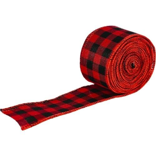 A roll of Christmas decoration lattice webbing strap Lattice ribbon Plaid pattern Printed DIY Gift Wrpping Party Decoration