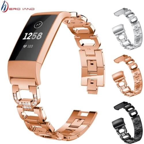 Diamond For Fitbit Charge 3/4 band Metal Strap Stainless Steel Female Replaceable Bracelet For fitbit charge 2 Band Correa belt