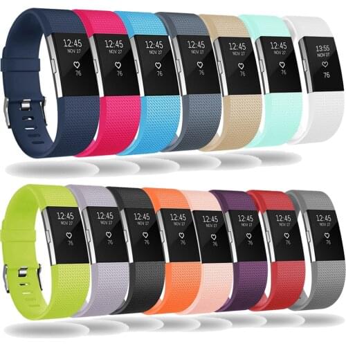 Replacement Wristband Strap Large Small Band Available in Varied Colors with Secure Metal Clasp for Fitbit Charge 2