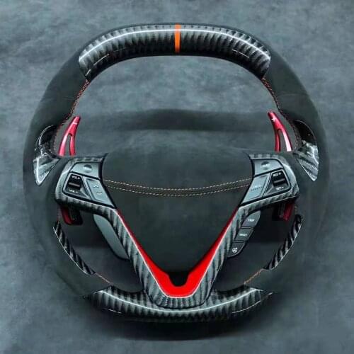 Cuatomized Gloss Carbon Fiber Sports Steering Wheel Alcantara for Hyundai Veloster IX35 2012-2015