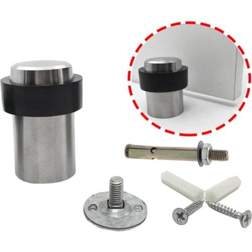 Stainless steel door stop closer stoppers Anti-Collision Rubber Bumper Floor Mounted Glass Door Security Protection Hardware