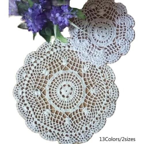 Wedding Handmade cotton round placemat cup coaster mug kitchen table place mat cloth lace Crochet tea pan doily dish drink pad