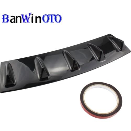 Universal Car Chassis Shark Fin Spoiler Diffuser Rear Back Bumper Lip Splitter 3/5 Fins Black ABS Plastic DPQ001