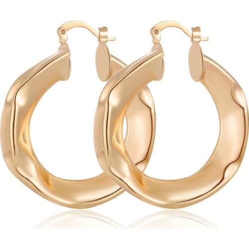 2020 Classic Designed Large Round Circle Earrings Gold Color Geometric Hoop Earrings for Women Wedding Banquet Fashion Jewelry
