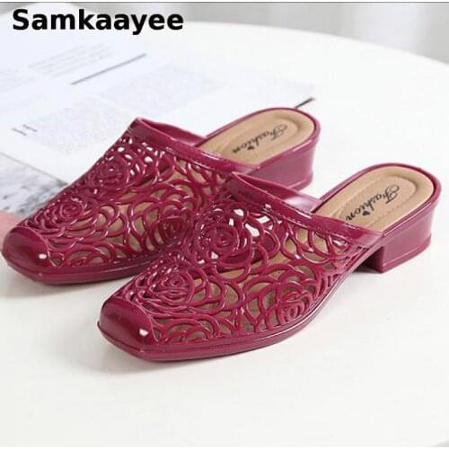 Size 36-40 Women Slippers Platform Sandals Summer Female Mules Clogs Beach Shoes Mujer Solid Sandalias Hollow Out Chaussures Y10