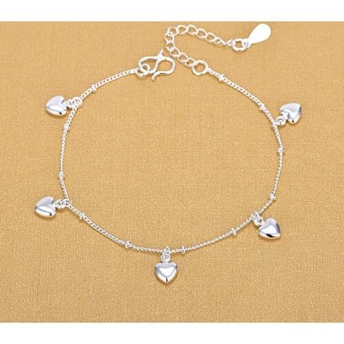 Fashion Female Lovely Heart Charm Bracelet For Women 925 Sterling Silver Birthday Gifts Jewelry
