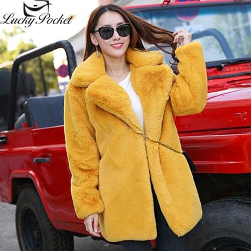Winter Female New Rabbit Fur Coat Women Thick Warm Turn Down Collar Faux Fur Jacket Fashion Fluffy Loose Long Sleeve Parka Z1011