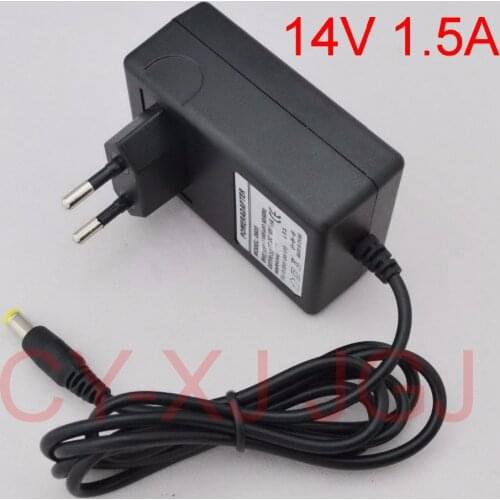 1PCS High quality 14V 1500mA AC 100V-240V Converter Adapter DC 14V 1.5A & 1500mA Power Supply EU Plug DC 5.5mm x 2.1-2.5mm
