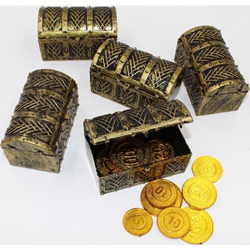 10pcs Jewelry Storage Children Party Vintage Home Decor Pirate Treasure Chest Antique Toys Plastic 8x5cm Store Coins Gems Map