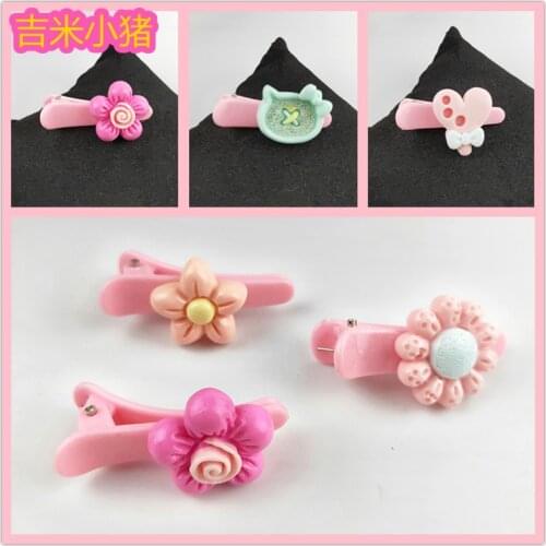 10pcs Mix Colors Pink Hair Clip DIY Resin Flower Toys Girl Gift for Kids Bow New Handmade Diy Crafts Toy Wholesale 2019