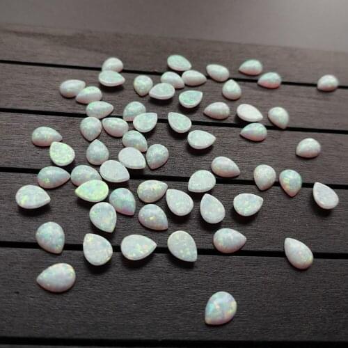100pcs /lot 8x6mm Synthetic Pear Cabochon cut Opal stone Snow White Pear & Drop cut Opal for Body Piercing Jewelry