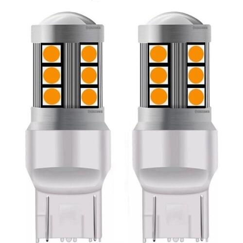 2pcs Mini T20 W21/5W 7443 High Bright 3030 LED Auto Brake Lamp Car DRL Daytime Running Lights Turn Signals Bulb Yellow Red White