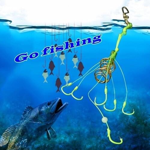 Boxed 4 set Feeder fishing hooks Explosion Detonation Swivel FishHook Barbed Carp Accessories Saltwater Tools Fluorescent Green