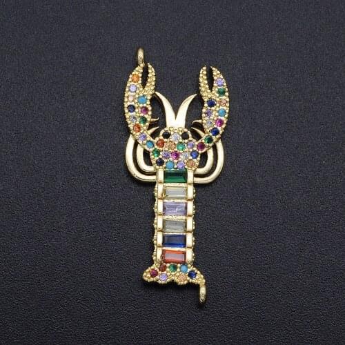 5pcs/lot 27x13mm CZ Zircon DIY Jewelry Luxury Lobster Charm Connectors Wholesale Bulk Order Discounts