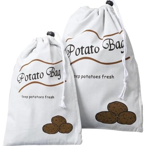 5PCS Storage Bag Portable Potato Vegetable Fabric Drawstring Zipper Storage Bag Zipper Home Pouch Kitchen Organizer Durable 60X