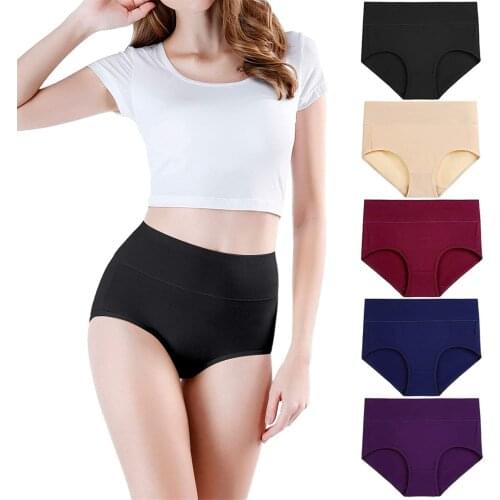 5pcs Panties for Women Underwear Breathable Underpants High Waisted Cotton Underwear Stretch Briefs Soft Full Coverage Panties